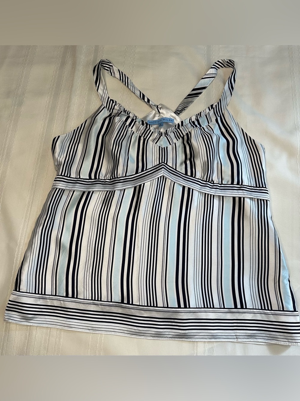 ANTONIO MELANI Silk Top Size 14 Elegant With Crisscross Straps Women’s Top - Picture 6 of 16